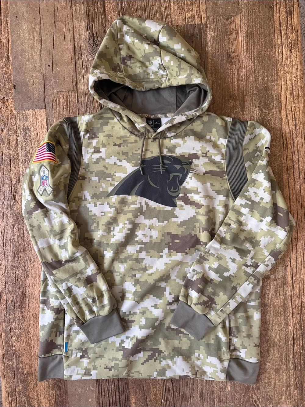 Carolina Panthers Nike Camo Salute To Service Therma Performance Hoodie